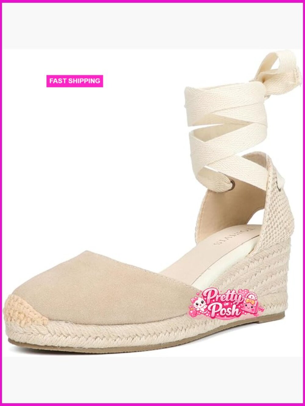 Linen Espadrille Wedge Sandals Closed Toe Lace-Up Platform